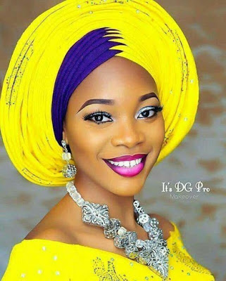 Gorgeous Bride Aso Oke and Makeup Styles for Event