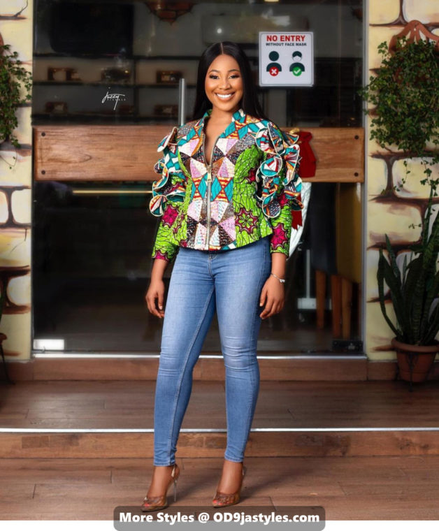 Ankara top and denim pant