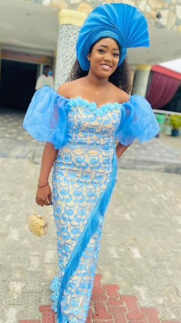 Sky Blue Colour Aso-Ebi Styles