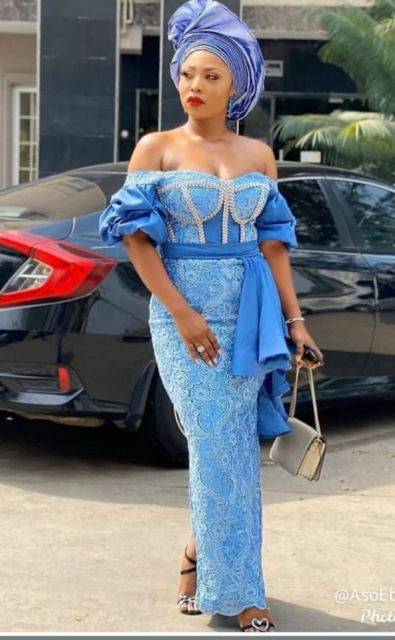 Sky Blue Colour Aso-Ebi Styles