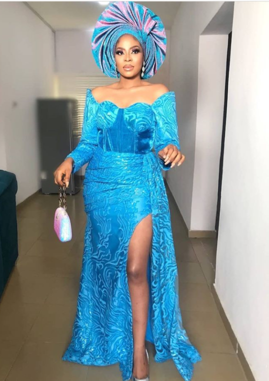 Sky Blue Colour Aso-Ebi Styles