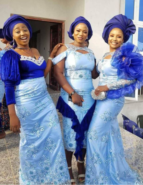 Sky Blue Colour Aso-Ebi Styles