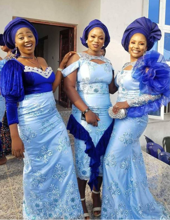 Winning Sky Blue Colour Aso-Ebi Styles For Owambe/Party