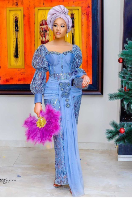 Sky Blue Colour Aso-Ebi Styles