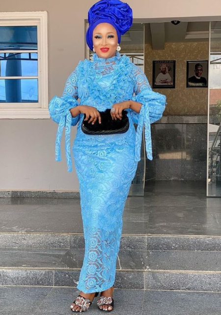 Sky Blue Colour Aso-Ebi Styles