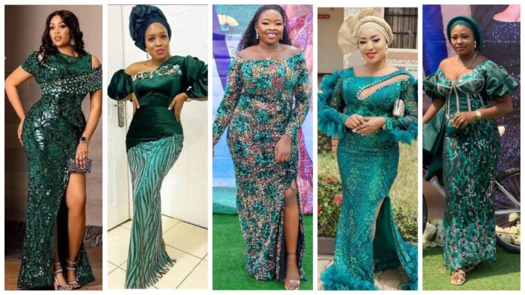 Stylish Emerald Green Colour Aso Ebi Styles For Your Owambe Parties