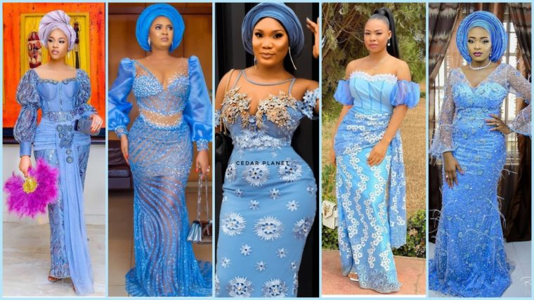 Winning Sky Blue Colour Aso-Ebi Styles For Owambe/Party