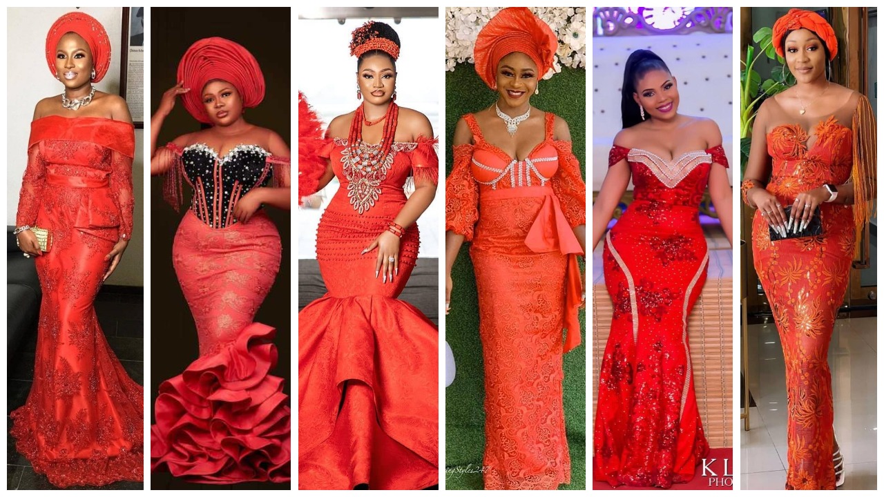 48 IMAGES: Glam and Stylish Aso-Ebi Styles In Red Colours