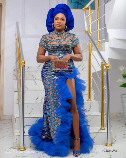 Ovation Owambe Blue Lace Styles- A Must Have For All Wedding Guests