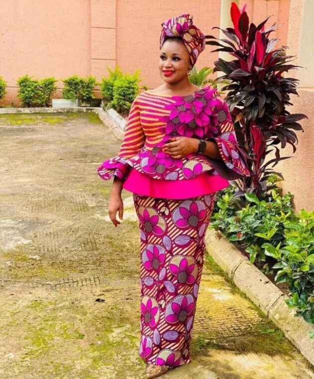 Fascinating Ankara Skirt and Peplum Blouse Styles (31)