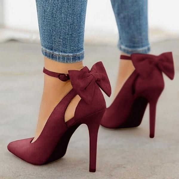 Strappy Bow Heels - Red Pumps _ 9