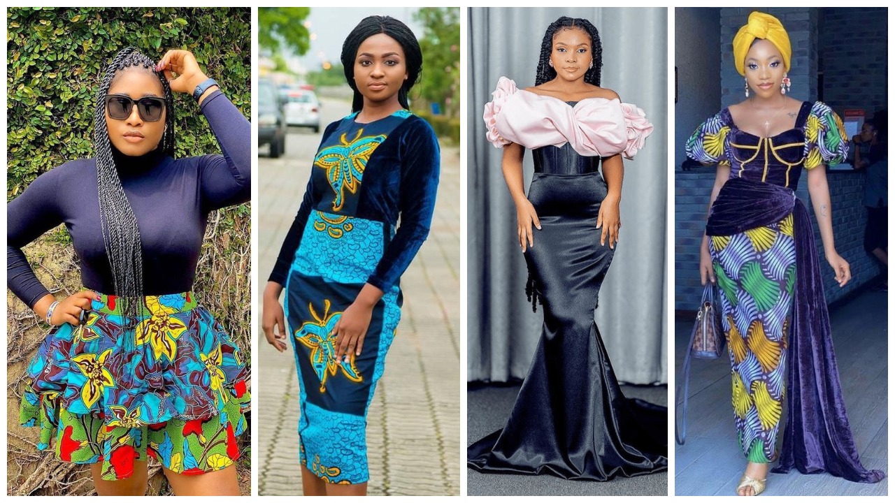 Beautiful And Fascinating Ways To Mix Your Ankara And Velvet Fabric As A Lady