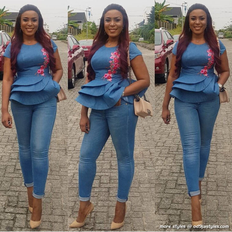 The Most Recent Trends In Ankara Jean Combo Styles For Ladies (32)