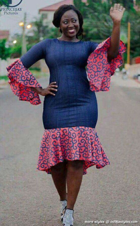 The Most Recent Trends In Ankara Jean Combo Styles For Ladies (43)