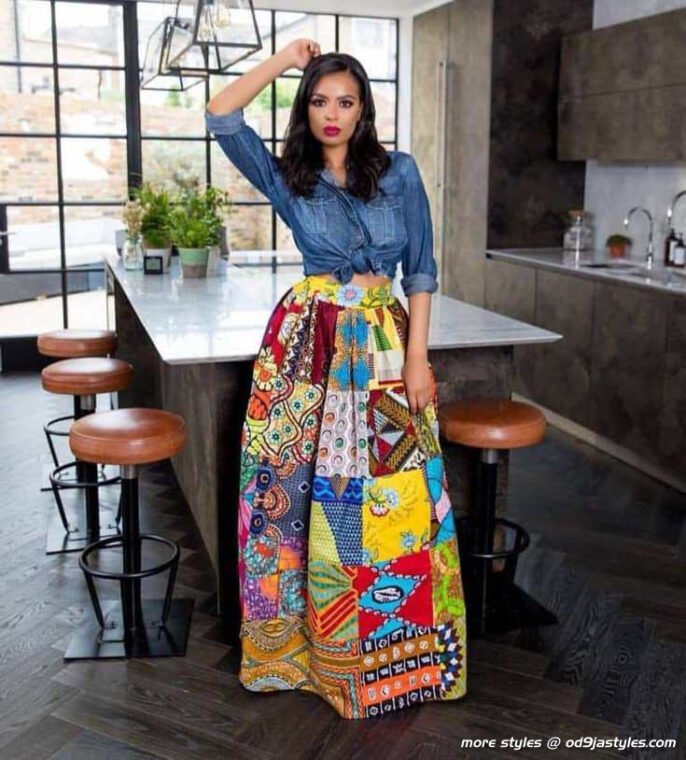 The Most Recent Trends In Ankara Jean Combo Styles For Ladies (57)