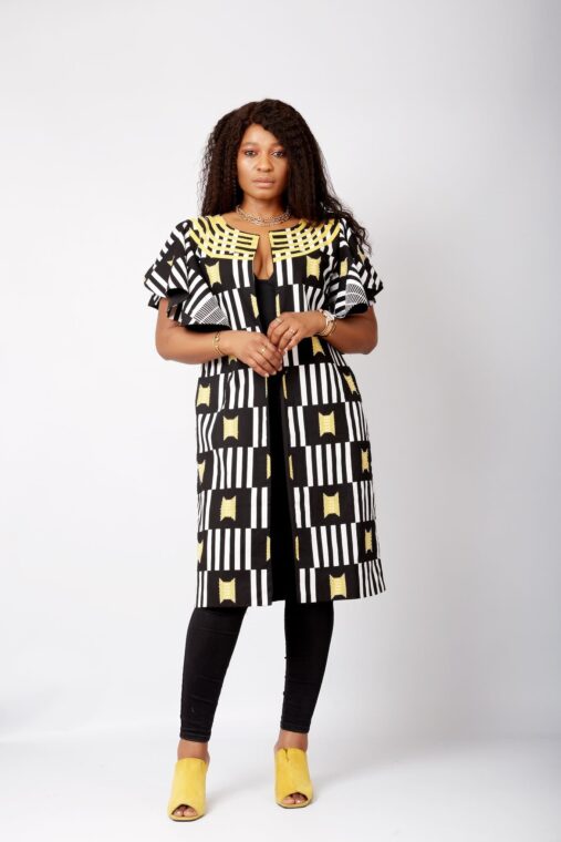 New In Embellished Audre African Print Midi Jacket - UK 14_US 10_EUR 42