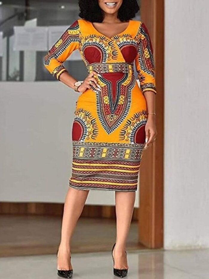 Ankara mid shift dress (with fabric belt)