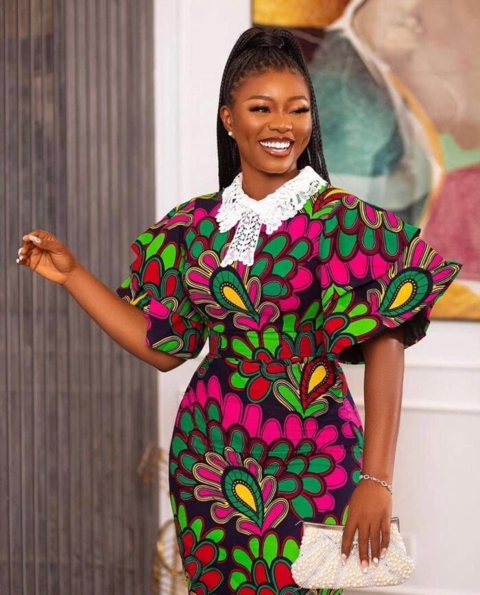 Ankara V-Neck Lace Dress main image 1