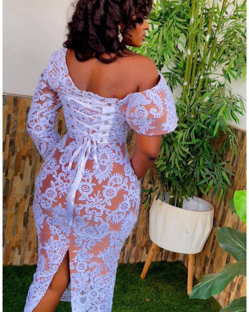 White Lace Corset Dress White Prom Dress Midi Gown