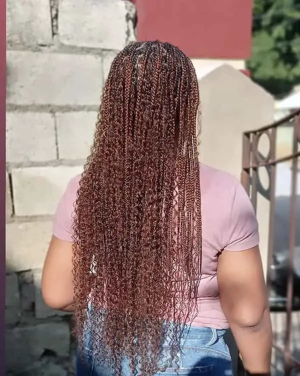 Brown Butt-Length Knotless Goddess Box Braids