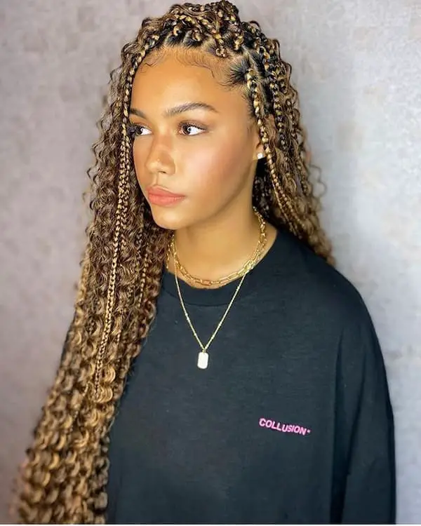 Brown Medium-sized Knotless Goddess Box Braids