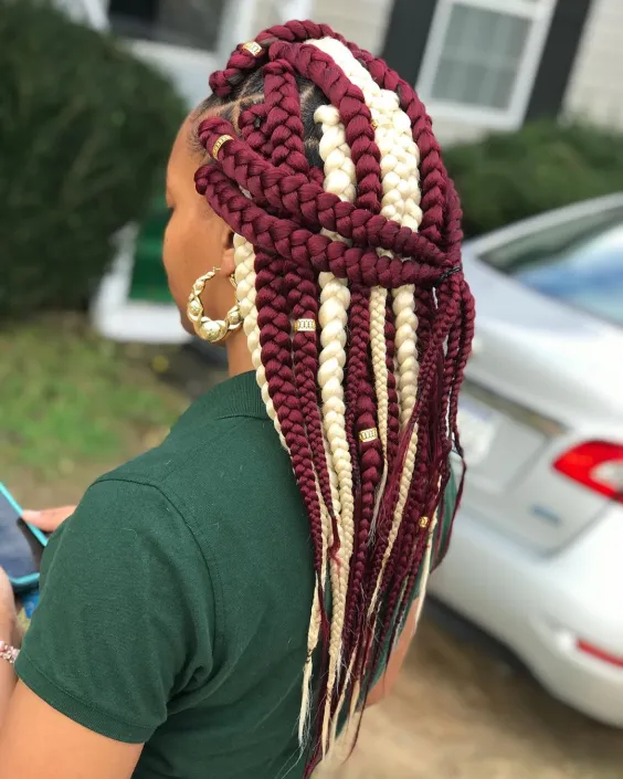 Burgundy Goddess Box Braids