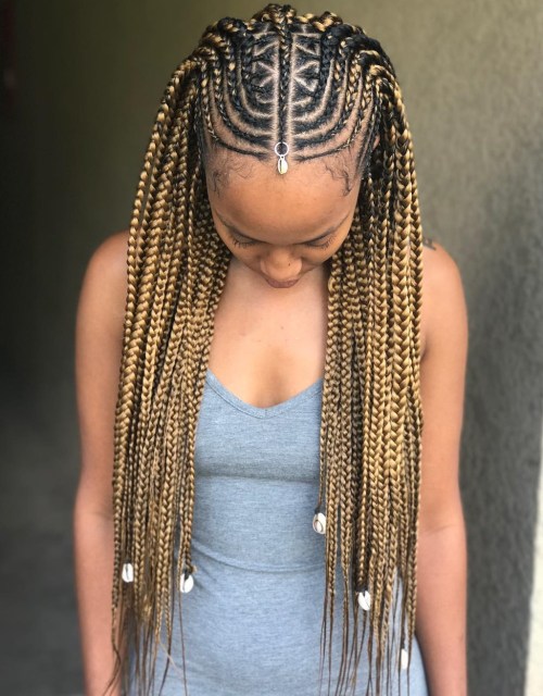 Artistic Fulani Braid Crown with Shell Adornments