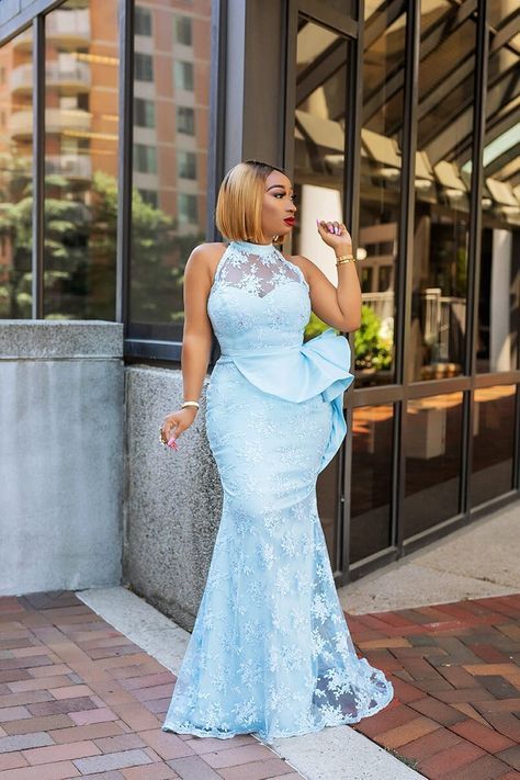 Sky Blue Lace Gown