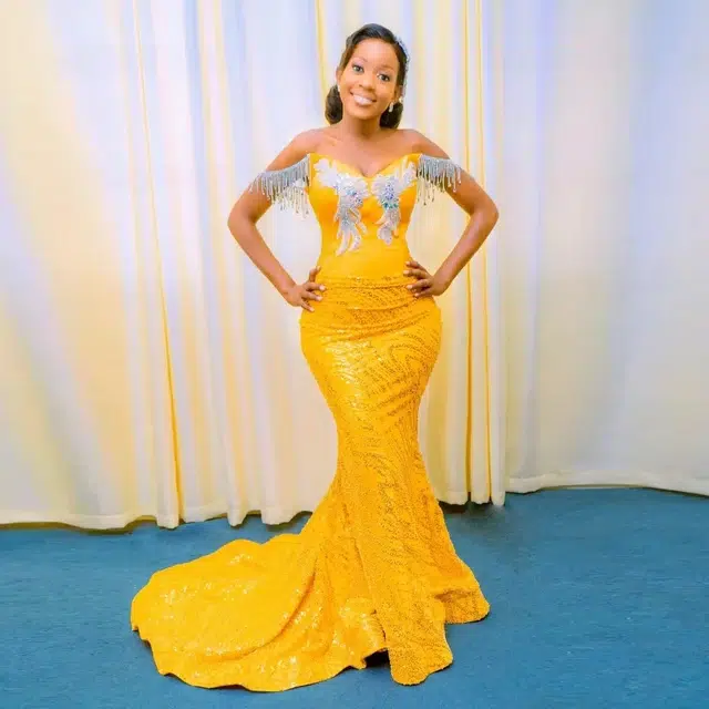 Dazzling Yellow Lace Gown Styles For Any Occasion