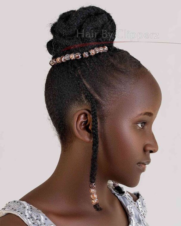 sleek high bun with accessories