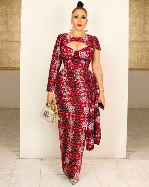 Long Dramatic Ankara Gown With Side Layers