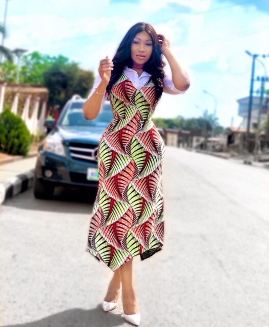 Ankara Style With Inner Shirt And Simple Frock