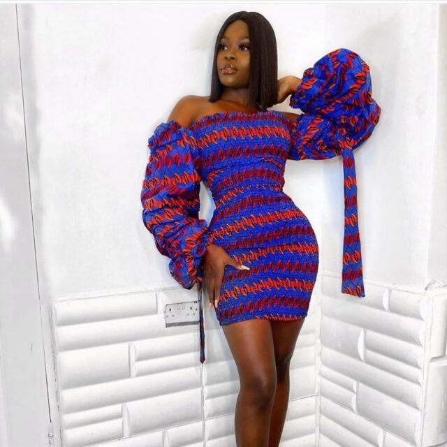 Ankara Gown With Flutter Sleeves