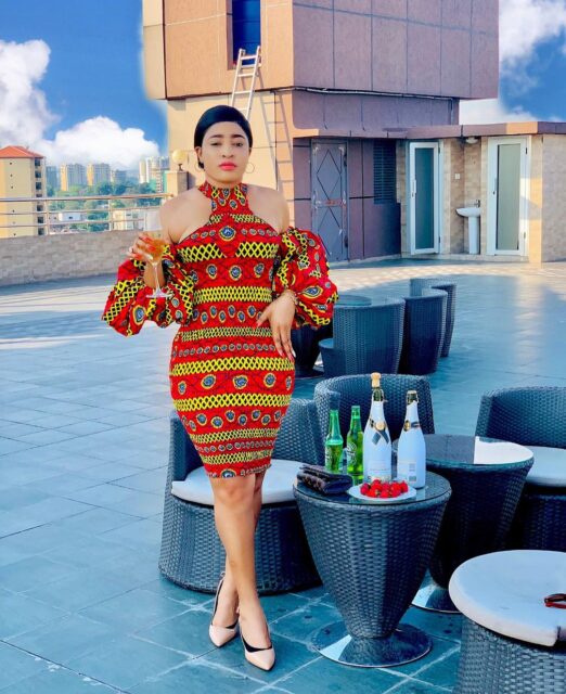 Turtle Neck Ankara Gown