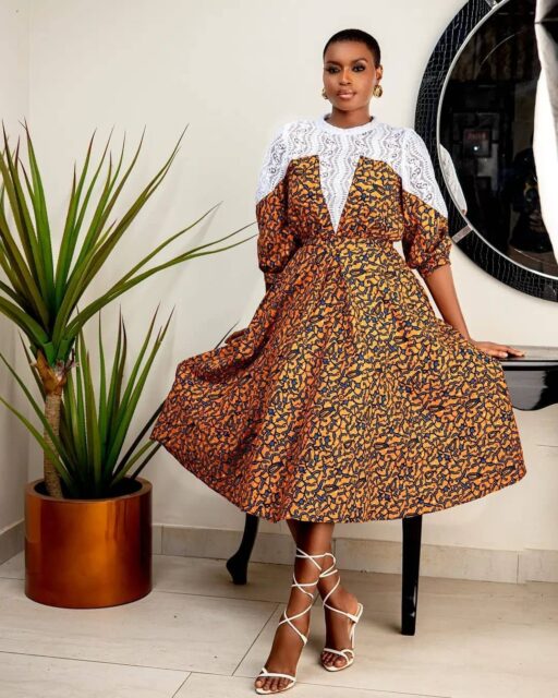 Ankara Flare Gown With Average Sleeve