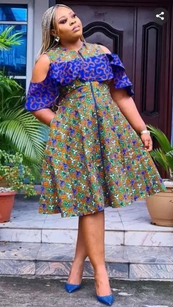 Categories Of Ankara Cold Shoulder Dress Casual For Women | OD9JASTYLES
