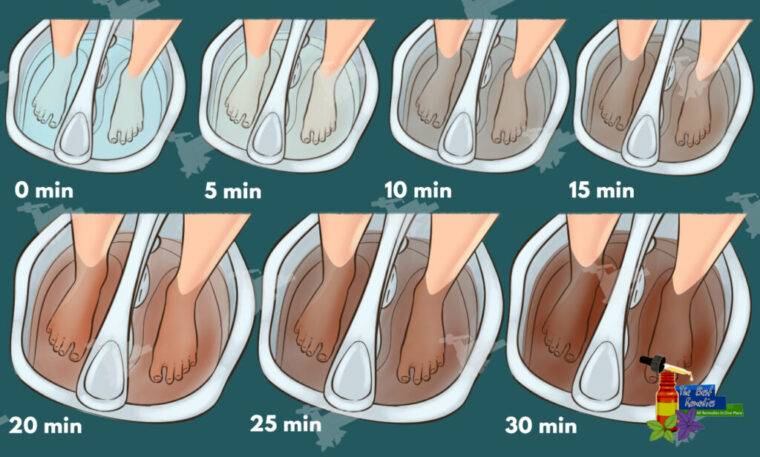 ½ cup bentonite clay ½ cup Epsom salt A few drops of any essential oil Instructions: First add the Epsom salt in a hot bath to dissolve. Then, add the clay in a small amount of water. After is dissolved add it in the bath. Soak your feet for 20-25 minutes. This foot bath increases the magnesium levels and cleanses your body. Oxygen Detox Bath You’ll need: 2 cups of hydrogen peroxide 1 tbsp. ginger powder Instructions: First fill your tub with hot water and add the ingredients. Soak your feet for half an hour. This foot bath detoxes your body and treats allergies and skin irritations.