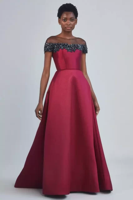 mikado wedding dress with sleeves