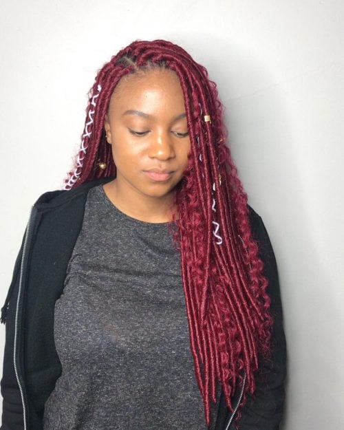 Burgundy Faux Locs