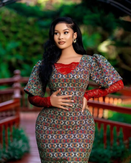 Woman in traditional African-inspired dress outdoors