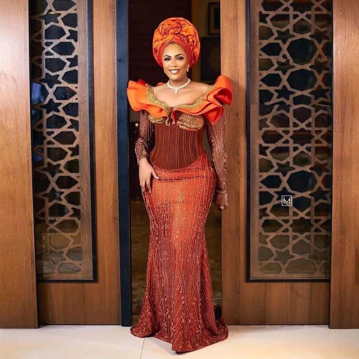 owambe styles in burnt orange