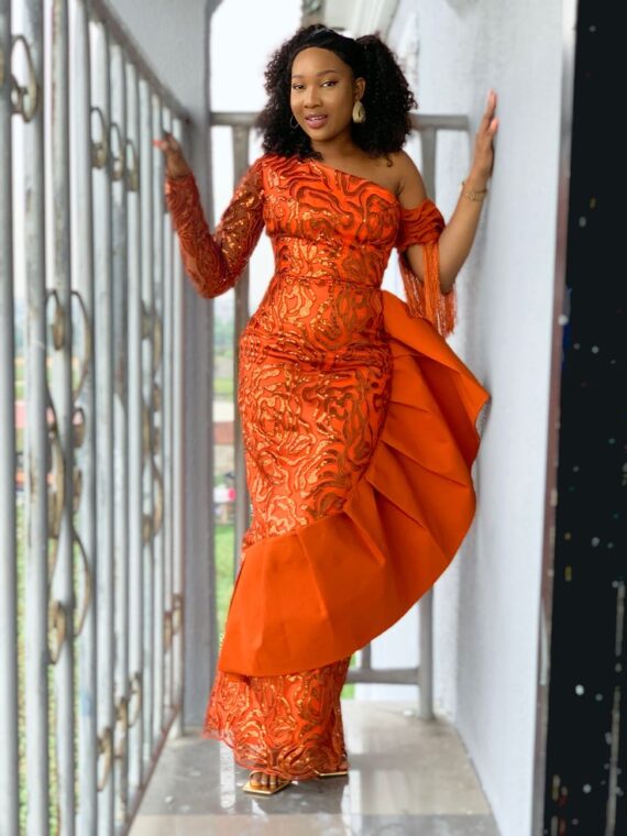 owambe styles in burnt orange