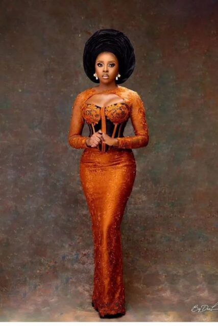 owambe styles in burnt orange