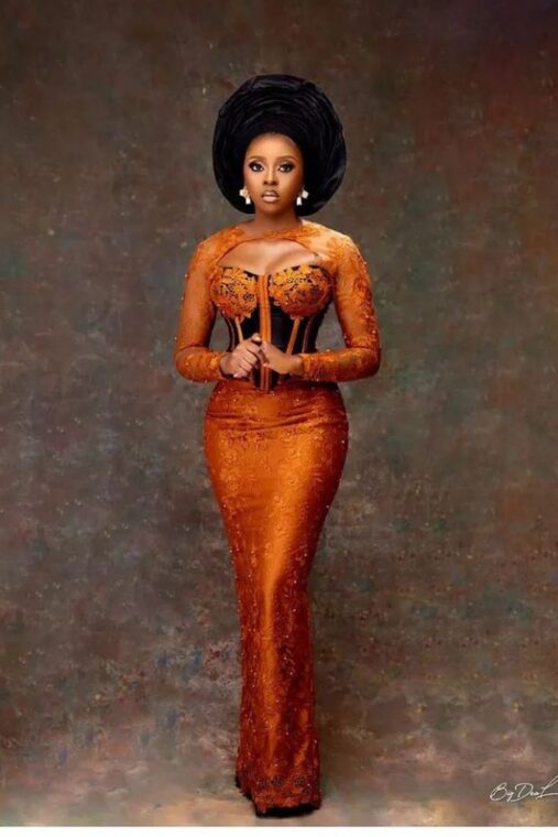 owambe styles in burnt orange