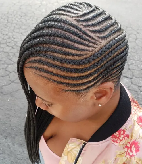 1 Asymmetrical Side Cornrows