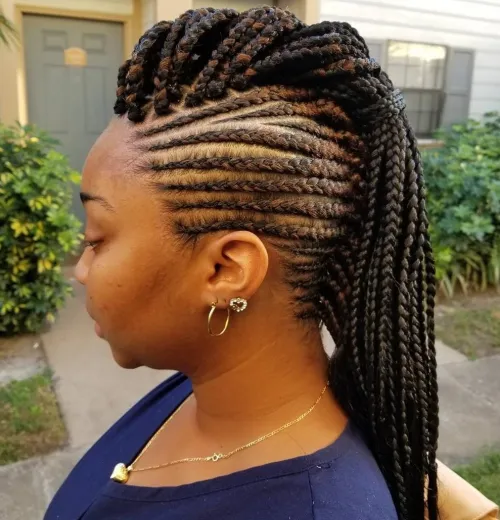 7 Black Braided Mohawk