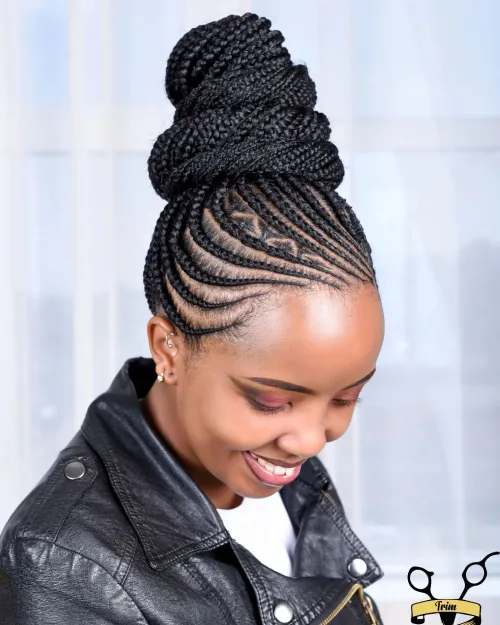 9 Upswept Cornrows To Twisted Bun