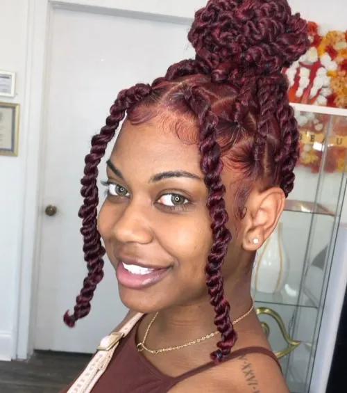 Red Passion Twists In A Bun