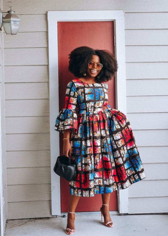 Ankara Midi Flare Dress Styles (10)