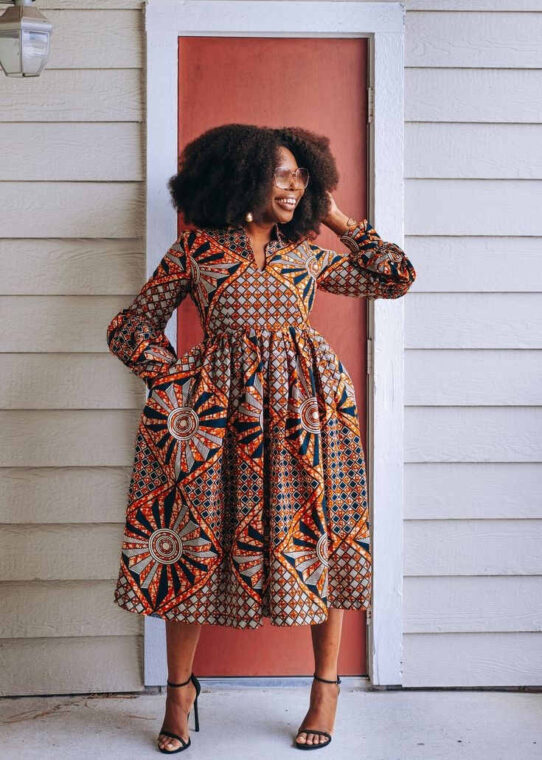 Ankara Midi Flare Dress Styles (11)